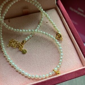 FEDOMA Gold Accent White Pearl Necklace and Bracelet Set